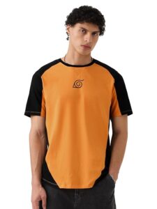 The Souled Store Naruto Shippuden: Kuramas Curse Men and Boys Short Sleeves Round Neck Orange Regular Fit Drop Cut T-Shirt - Image 2