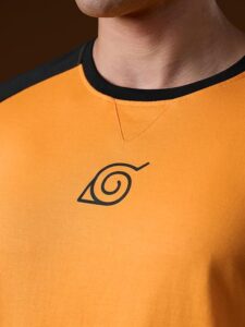 The Souled Store Naruto Shippuden: Kuramas Curse Men and Boys Short Sleeves Round Neck Orange Regular Fit Drop Cut T-Shirt - Image 5